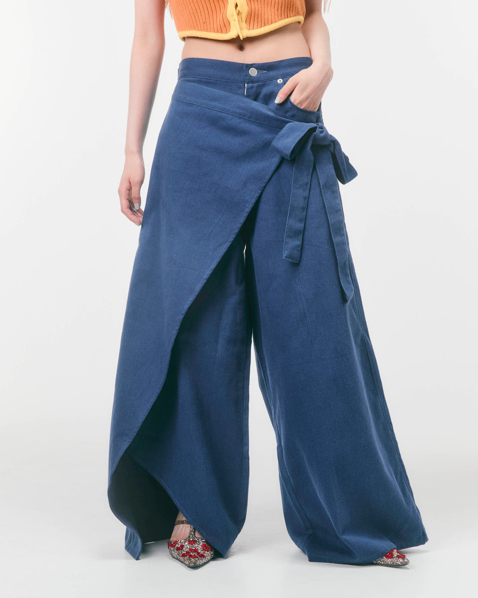 DENIM WRAP PANTS - LAST 1 – Scǎi tokyo