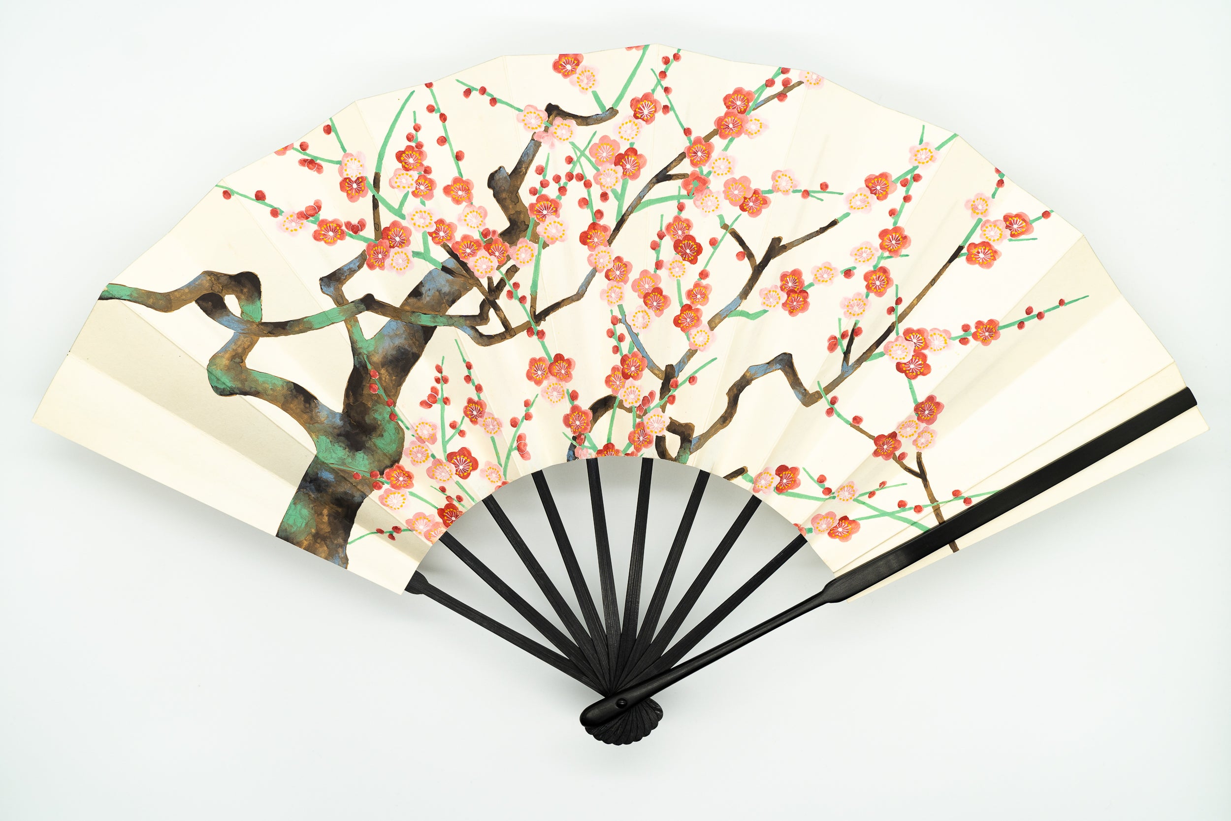 純銀 装飾扇子 松と梅の絵柄 ヴィンテージ 純銀 装飾扇子 松と梅の絵柄