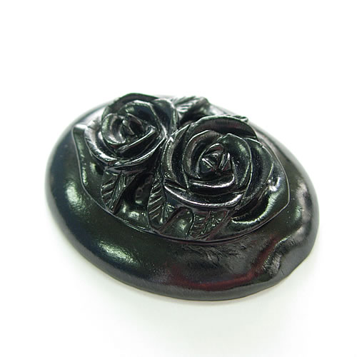 SV 天然ジェット ばら手彫りブローチ ジュエリーjb108 - 御徒町の宝石