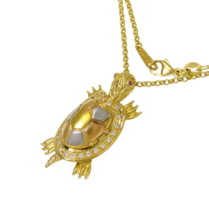 亀/カメ 縁起物 開閉式 観音様 スリーカラー ルビー ダイヤモンド 計