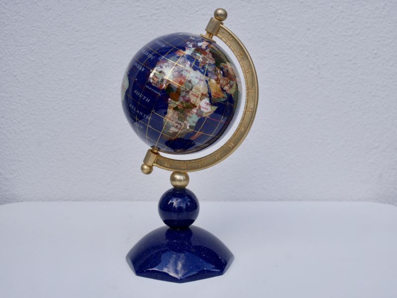 天然石の象嵌地球儀 高さ24cm 螺鈿 ラピスラズリ – smileantiques