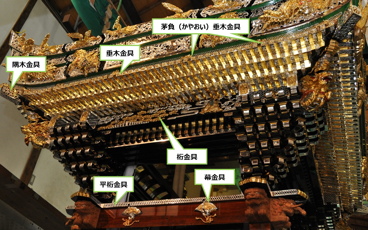 岸和田城天守閣勾欄平桁木口金具