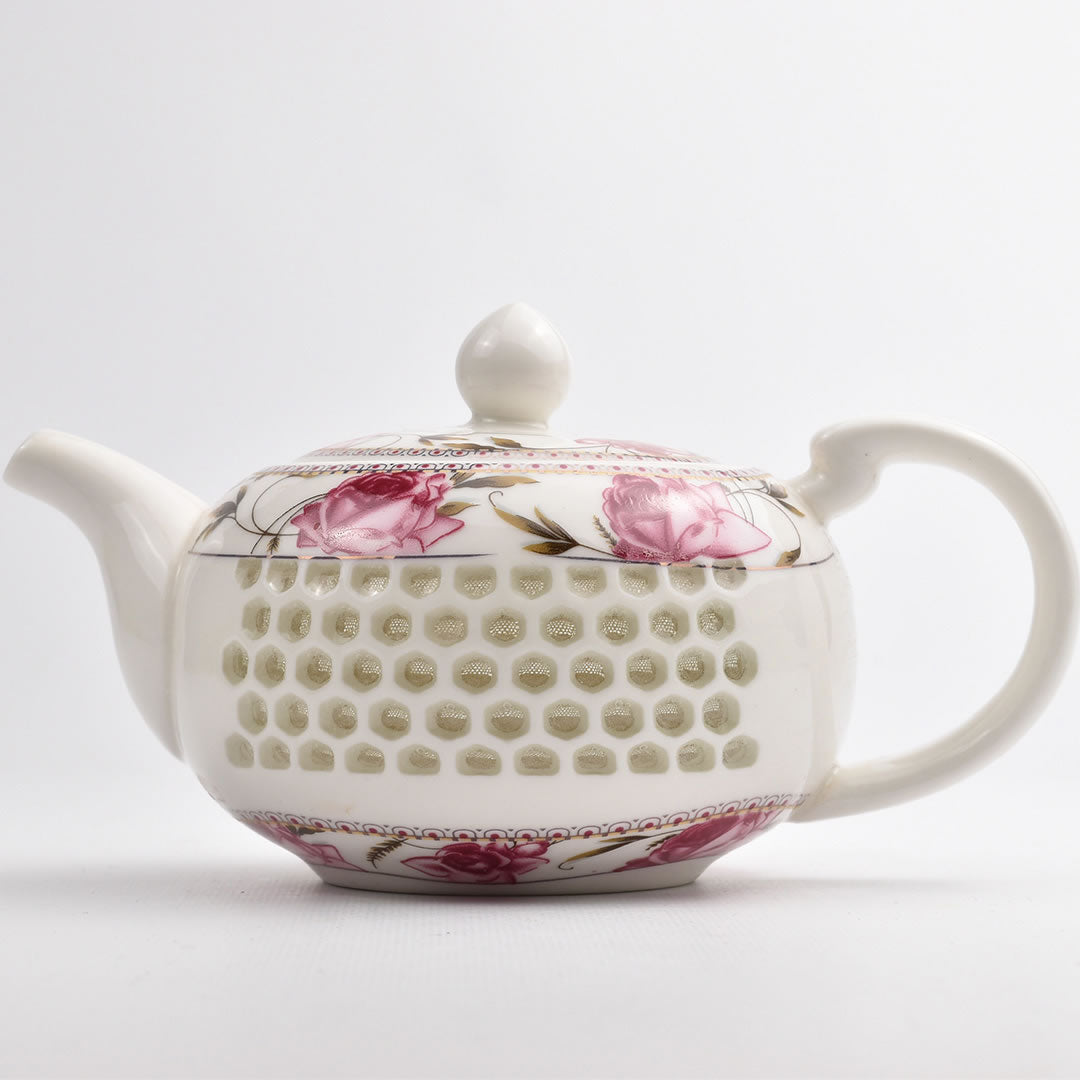 透かし彫り蛍手急須｜玲瓏茶壺（バラ）｜中国茶器の天香茶行