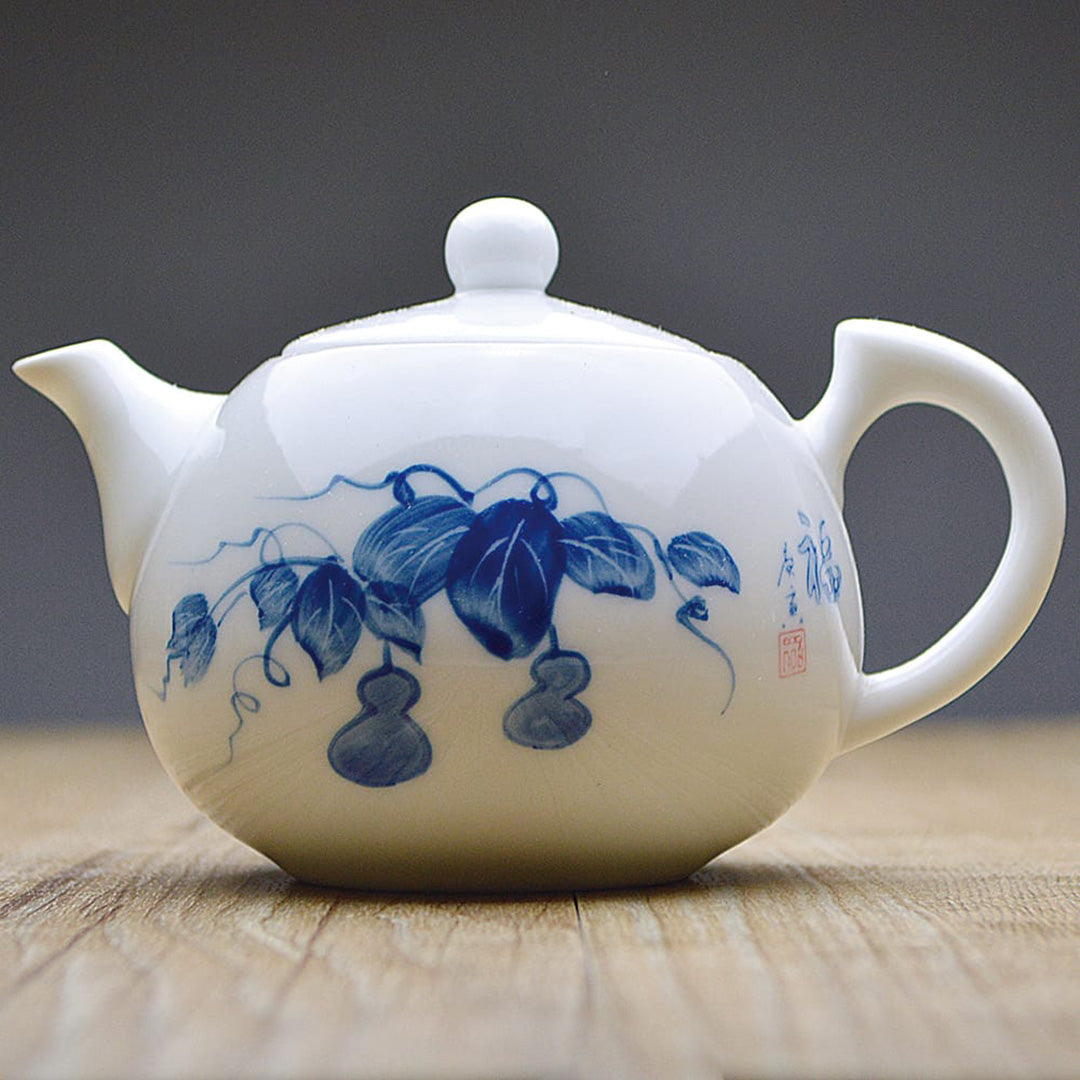 中国美術 明時代 白磁 漳州磁器壺 染付花蝶模様 陶磁器 茶壺 中国美術