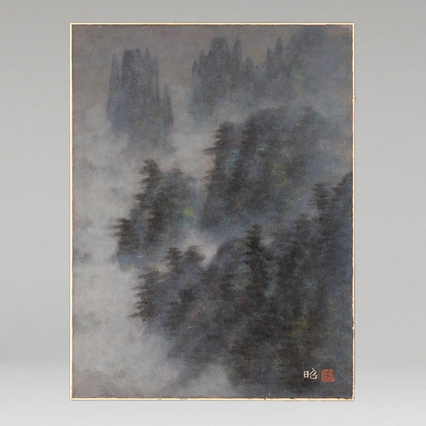 ◇錵◇ 真作保証 下保昭 「風景画」肉筆日本画 色紙 額装 T[