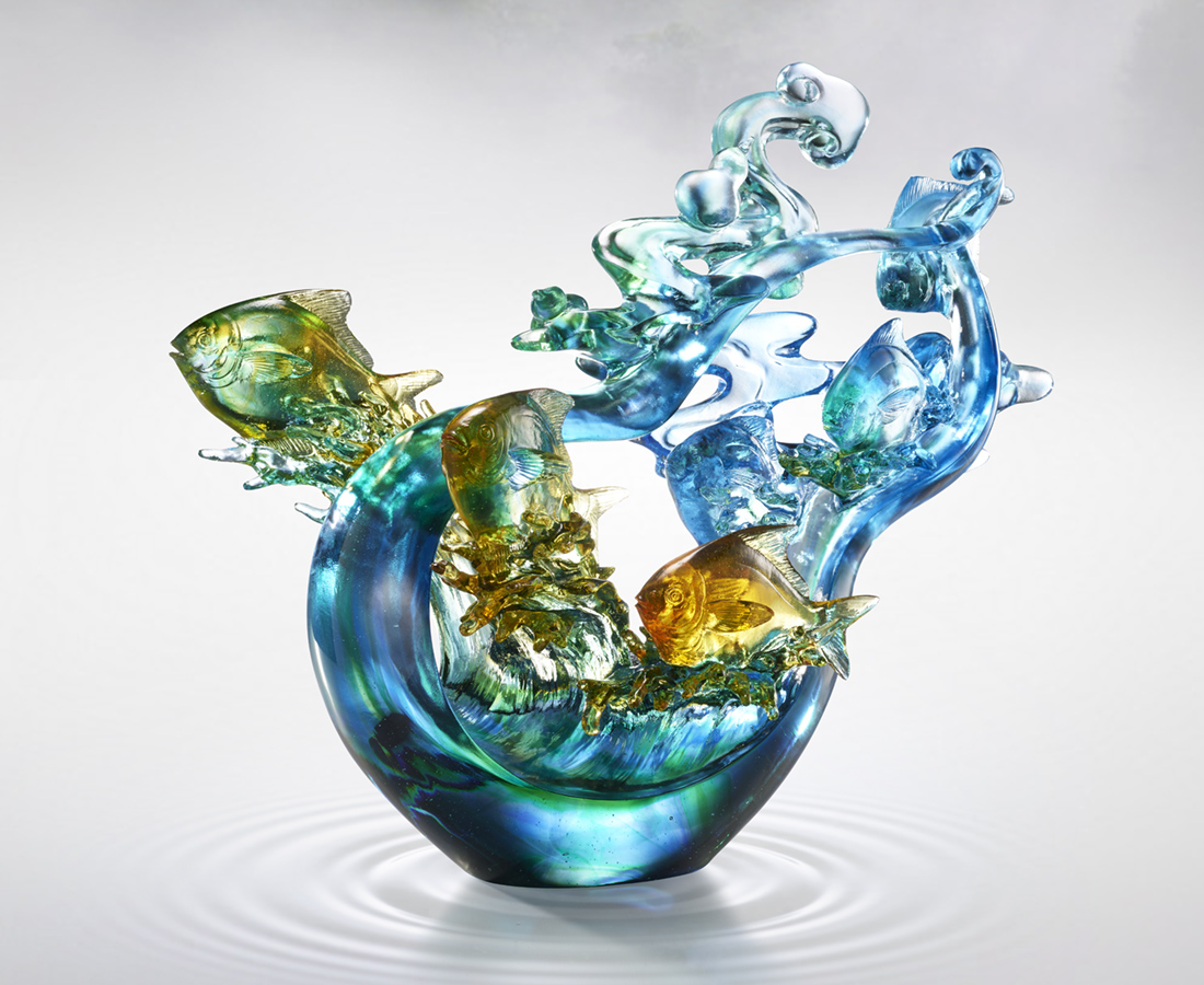 台湾ガラス tiitot 琉園 瑠璃ガラス 龍 置物 オブジェ