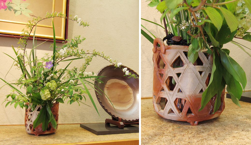 ヒダスキで生け花 | 備前焼窯元 小西陶古