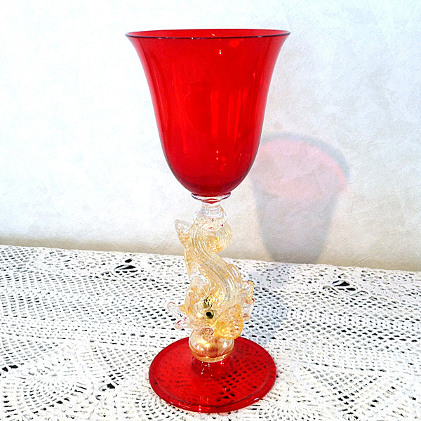 アンティークグラス ベネチア ツイストステムゴブレット トナカイ