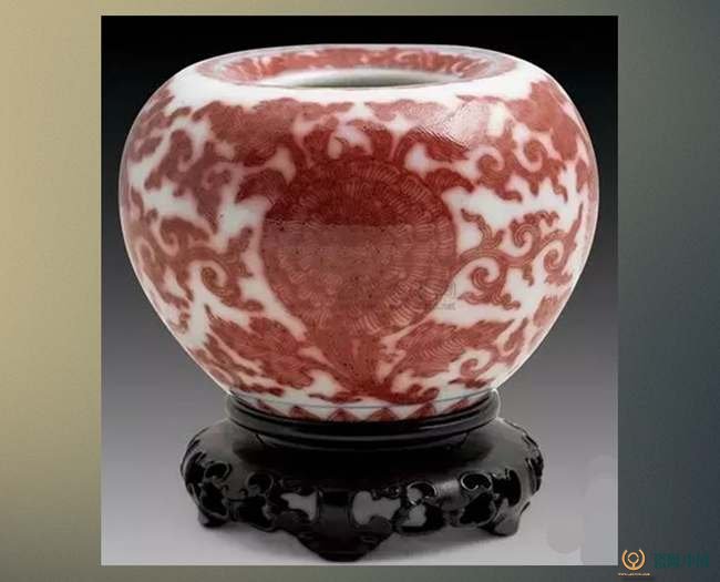 清時代 康熙年製 豆紅釉苹果尊・時代物・古陶磁・古賞物・旧家買出品