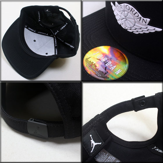 JORDAN ストラップバック キャップCAP 【AJ1 AJ2：WING LOGO】ブラック