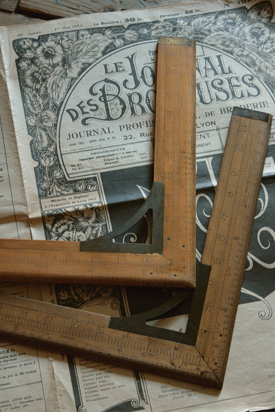 アンティークL字スケールルーラー定規LUDELL 建築家大工特大レア