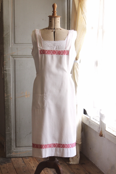 アンティークリネンエプロン クロスステッチ フランス ハンガリー