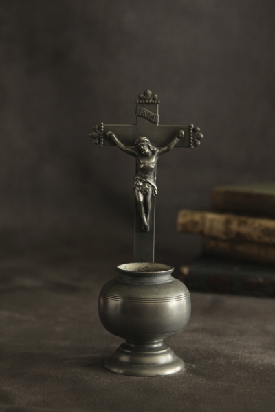 フランス アンティーク 聖水盤 イエスキリスト 磔刑 十字架 クロス