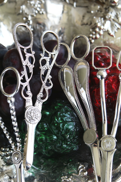 英国アンティークシルバープレート製グレープシザー 葡萄ハサミ金工