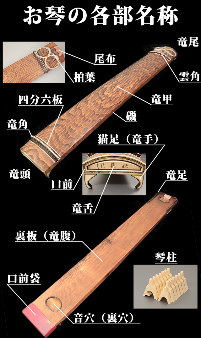 琴【子持綾杉彫】高価買取『雅楽堂美術』お琴専門店