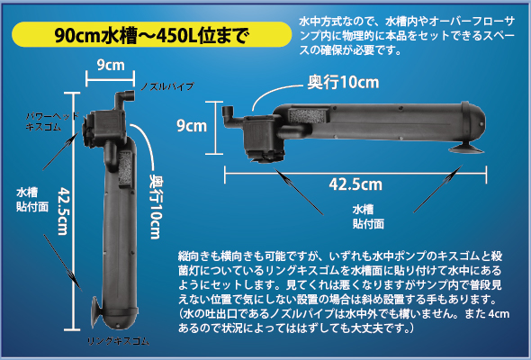 アズージャパン UVステライザー 24W 水中殺菌灯 投げ込み式簡単装着