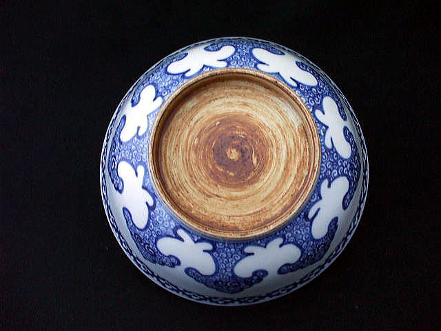 中国陶磁器 工芸碗 青花神獣雲気文碗 景徳鎮