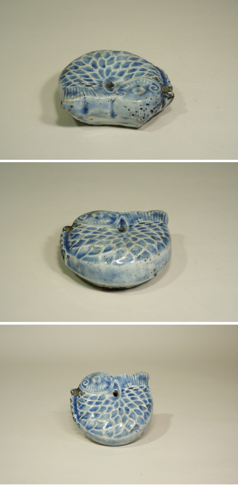 李朝 瑠璃釉鯉型水滴 分院期 アンティーク 朝鮮古美術 送料込み251004