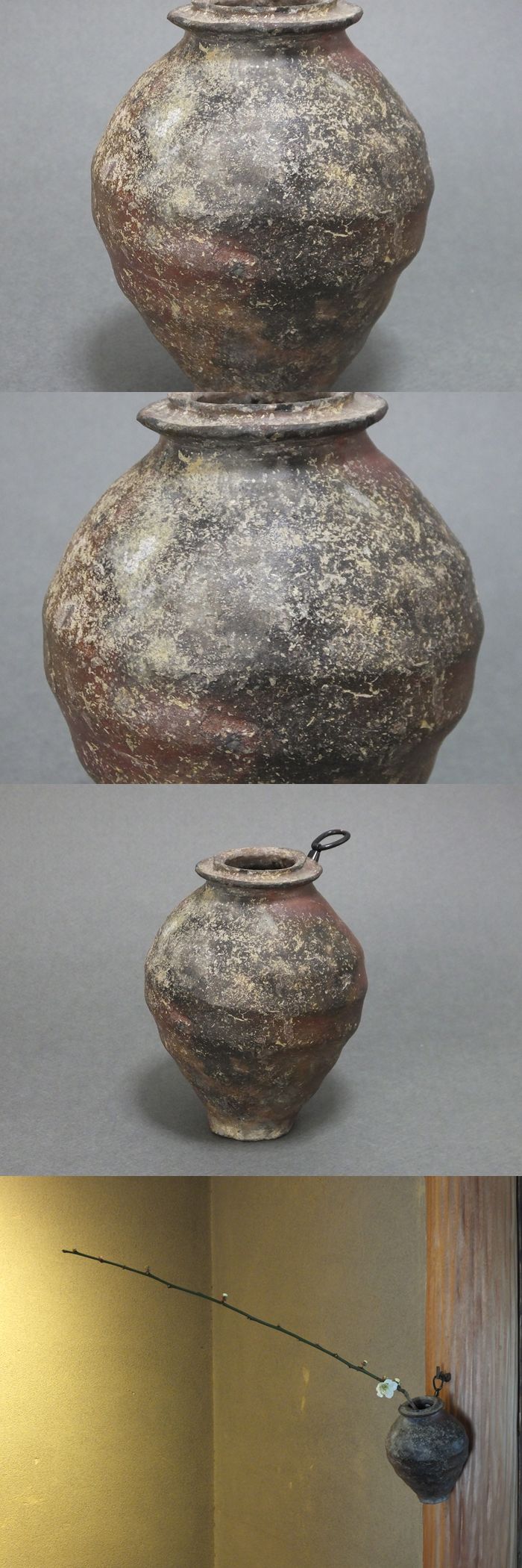 ◇粽花入 南蛮焼 焼締め 徳利 花活け 茶人好み 室町〜桃山時代◇