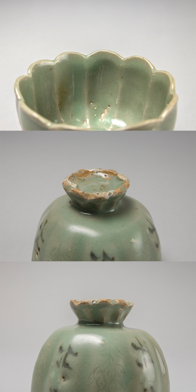 高麗青磁 白黒象嵌 水盂 小壺 書道具 朝鮮美術 古美術 古道具