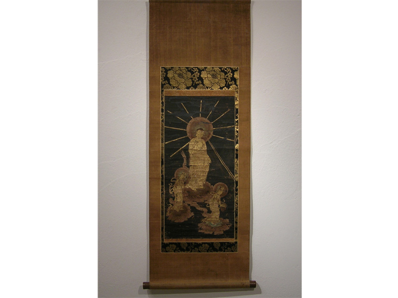 稀少 アンティーク 浅間神社 阿弥陀三尊来迎図 富士山八葉九尊 狛猿 紙