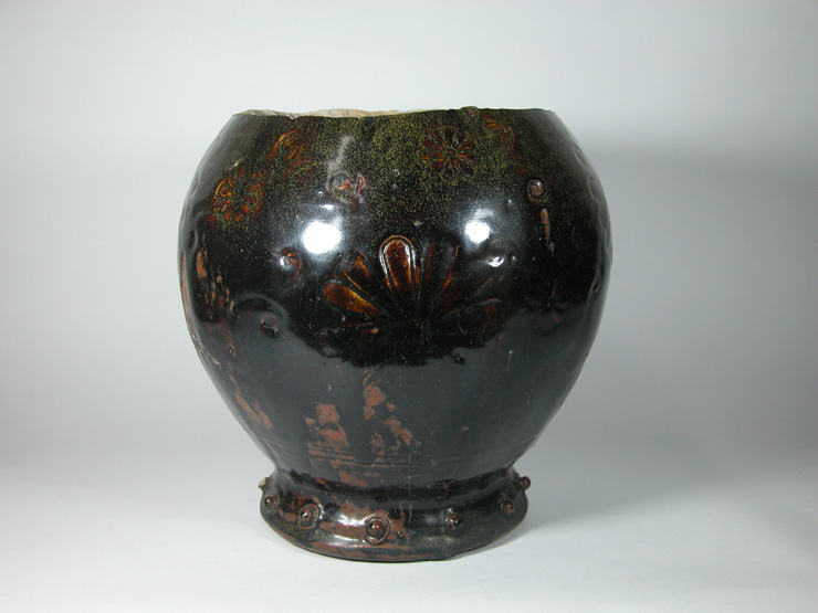 古瀬戸 鉄釉の仏花器 鎌倉ですが O35-1 古瀬戸 鉄釉の仏花器 鎌倉です