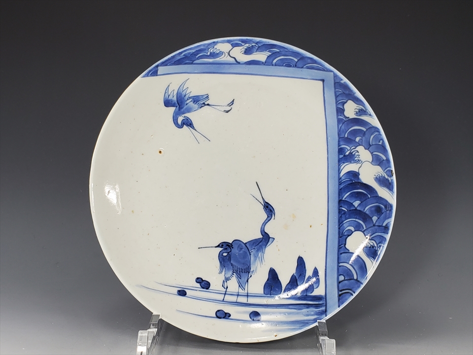 古美術 古九谷 染付 鳥型 皿 五客 No.44 古染付