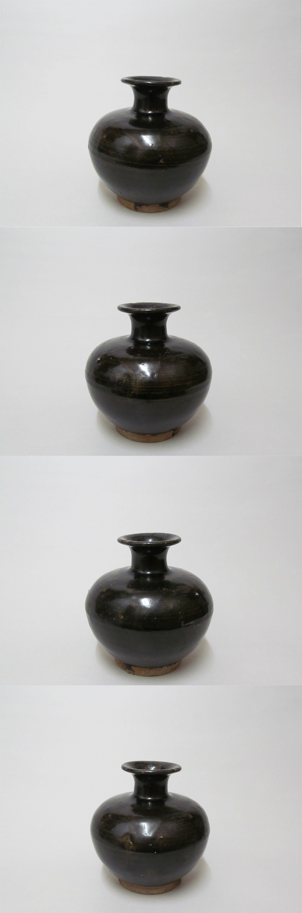 壺屋焼.19世紀.黒釉髪油壺 壺屋焼.19世紀.黒釉髪油壺