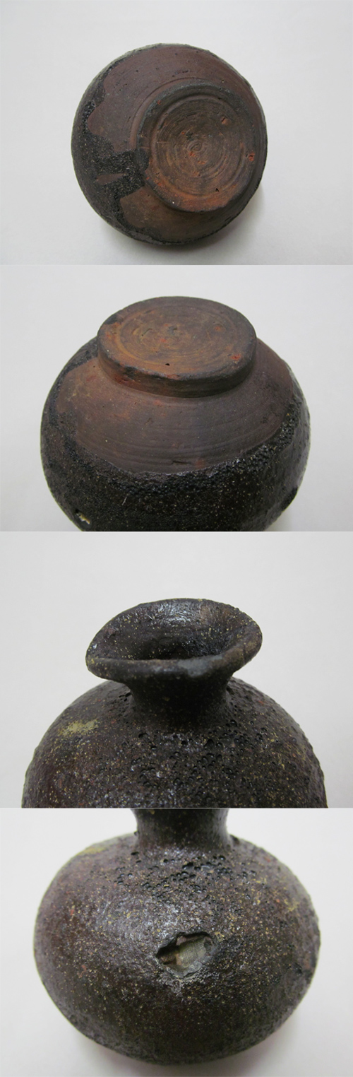 韓国 古美術 灰色と黒の模様の陶芸の壺 韓国 古美術 灰色と黒の模様の