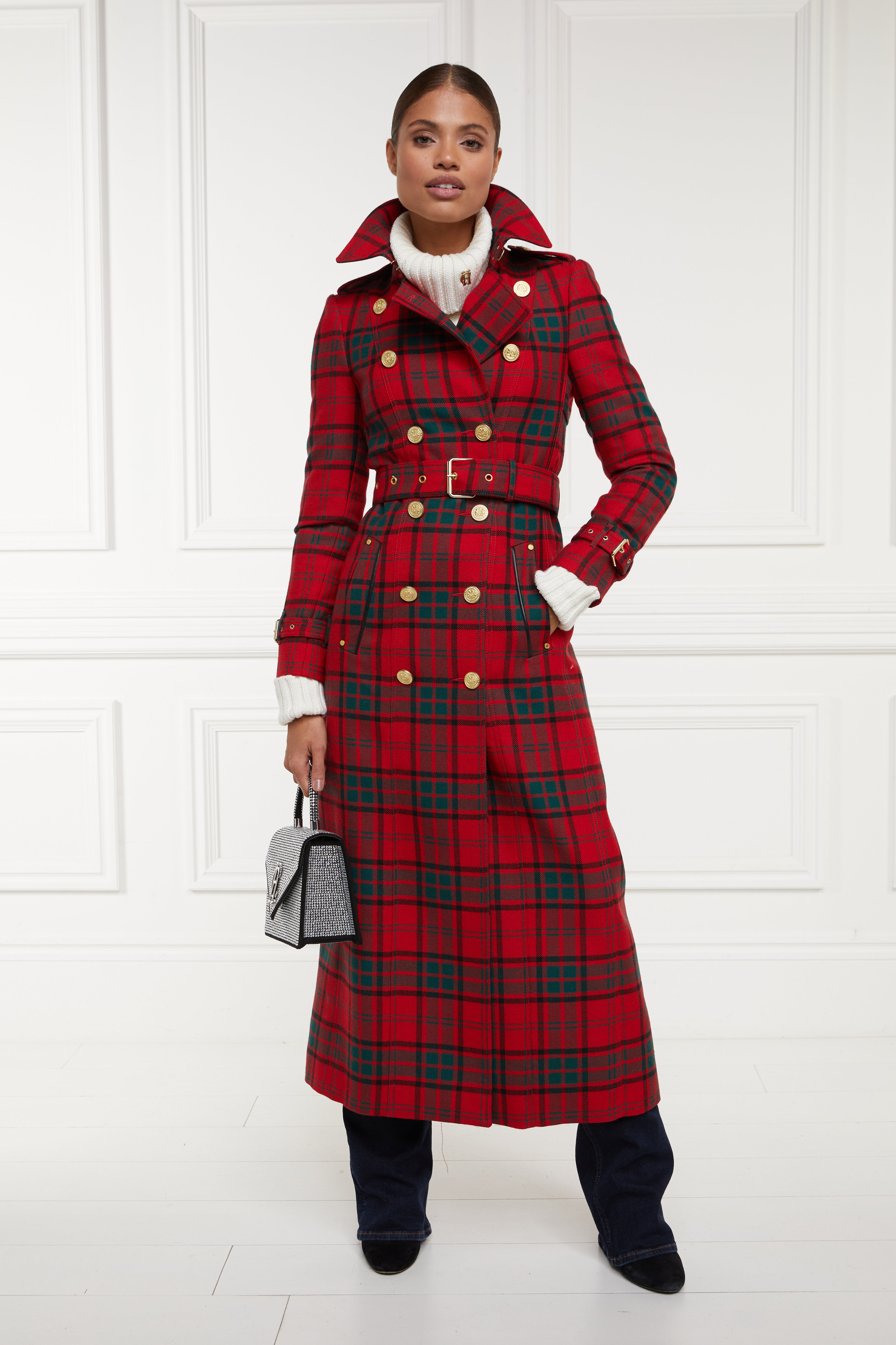 Full Length Marlborough Trench Coat (Red Tartan) – Holland Cooper ®