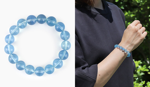 アクアマリン （ブラジル産） ブレスレット 22mm玉 No.8 （鑑別書付