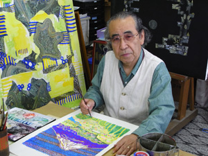 太田昭☆花と青富士☆水彩画 太田昭☆花と青富士☆水彩画 太田昭による