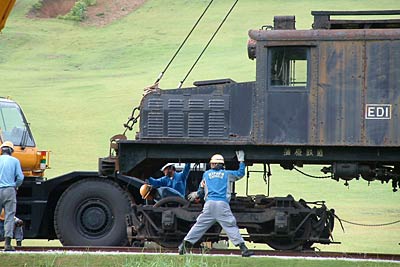 蒲原鉄道線で活躍した昭和5年製造の電気機関車「ED1形」を冬鳥越スキー