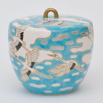 水指 浅黄交趾 雲鶴【販売】-茶道具は京都しみず孔昌堂