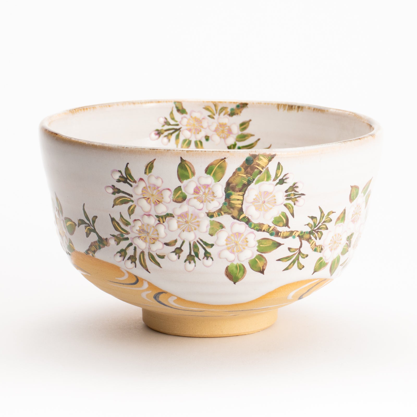 京都 清水焼】抹茶碗 灰釉 桜流水 良二｜コトポッター