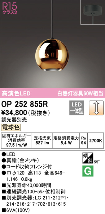 ODELIC オーデリック ペンダントライト OP252855R | 商品情報 | LED