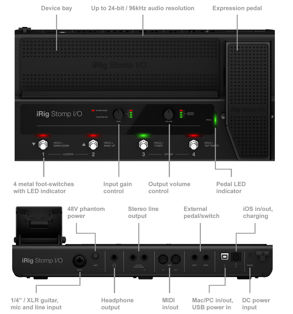 IK Multimedia ペダルボード・コントローラー iRig Stomp I/O - iPhone