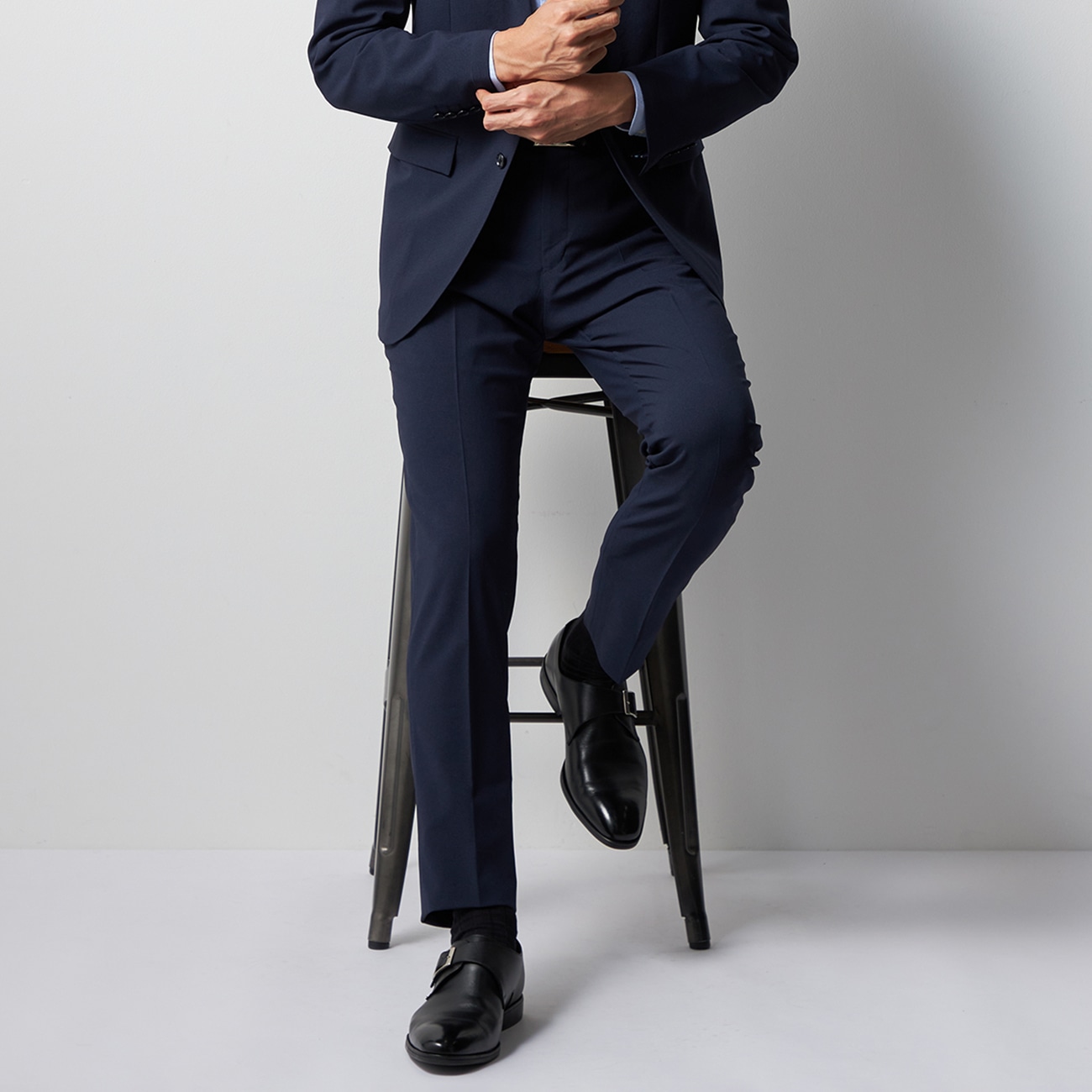 スマート ビズ セットアップ（SUPERCOOL） スラックス 千鳥 裾上げ済み