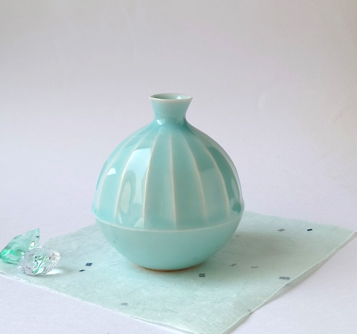 鎌田幸二 油滴翠青天目釉 壷 天目 花器 花入 花瓶 茶道具 京