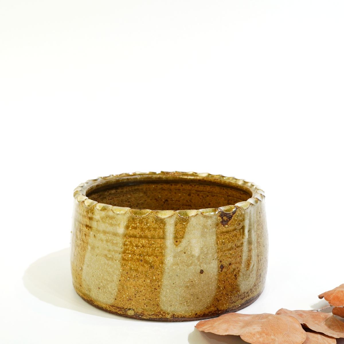 お値下げ 柴田雅章 丹波雅章 花瓶 糠釉紋押耳付壺 民芸 お値下げ 柴田