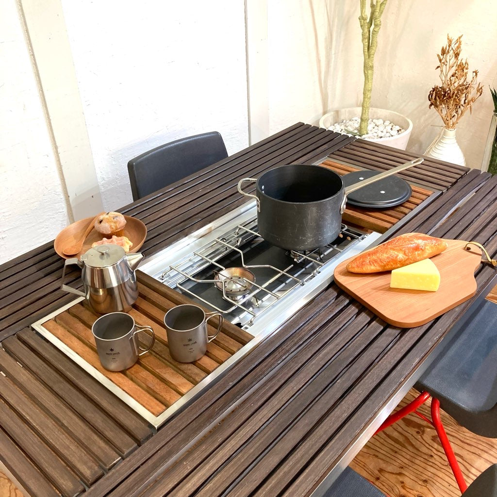 手渡し限定】 Peak ガーデンテーブル・ウッドトップ2枚・ベンチ2脚