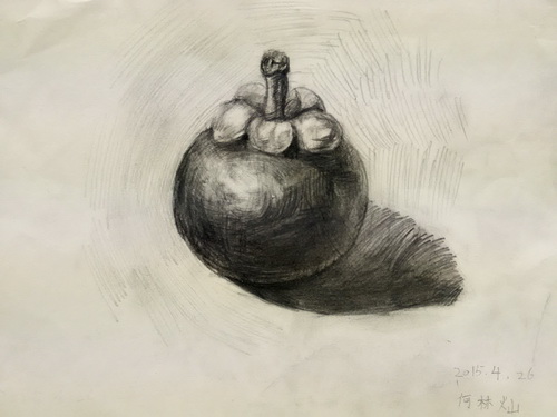 少儿书画作品-《素描静物山竹》/儿童书画作品《素描静物山竹》欣赏_