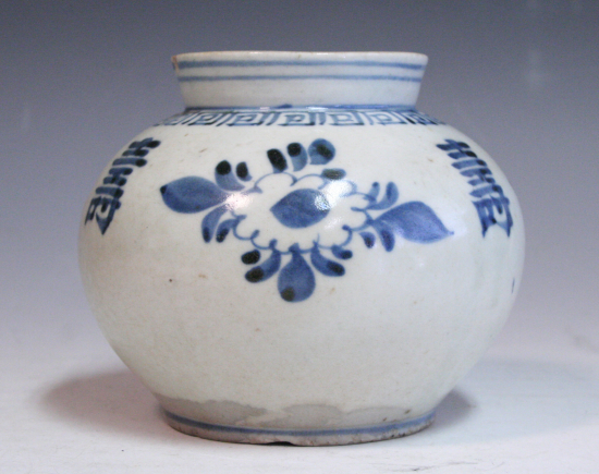 李朝古染付染付華の図古玩平茶碗茶道具菓子鉢1客