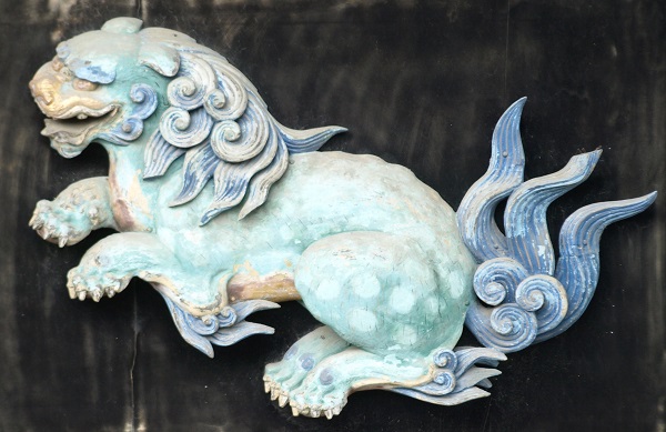 彫刻 獅子 シーサー 石 唐獅子牡丹 躍動感溢れる唐獅子牡丹の極上彫刻