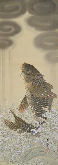 骨董 掛け軸 「鯉」江戸期頃 骨董掛け軸「鯉」江戸期頃