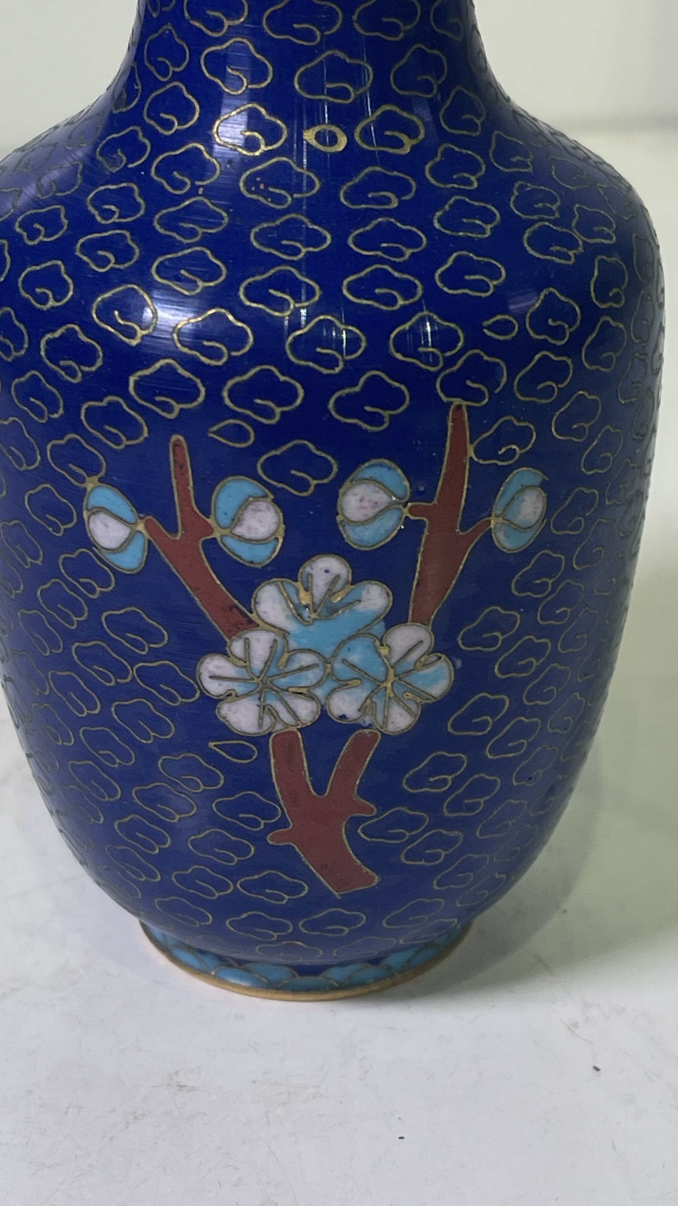 2269 七宝焼 景泰藍 花瓶 2客 時代物 1053 中国 景泰藍 七宝 琺瑯 花瓶