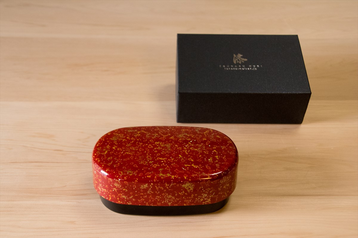 弁当箱】 唐塗 貝蒔 赤々 / [樹脂] 二段（食洗器・電子レンジ対応