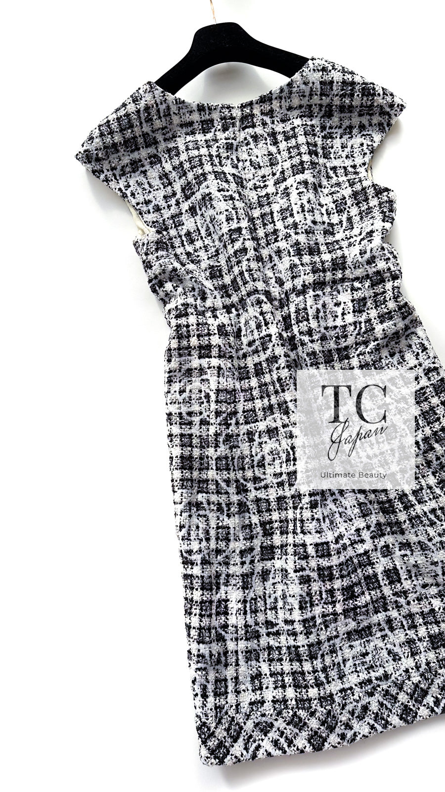 シャネル ワンピース CHANEL ホワイト ブラック グレー カメリア