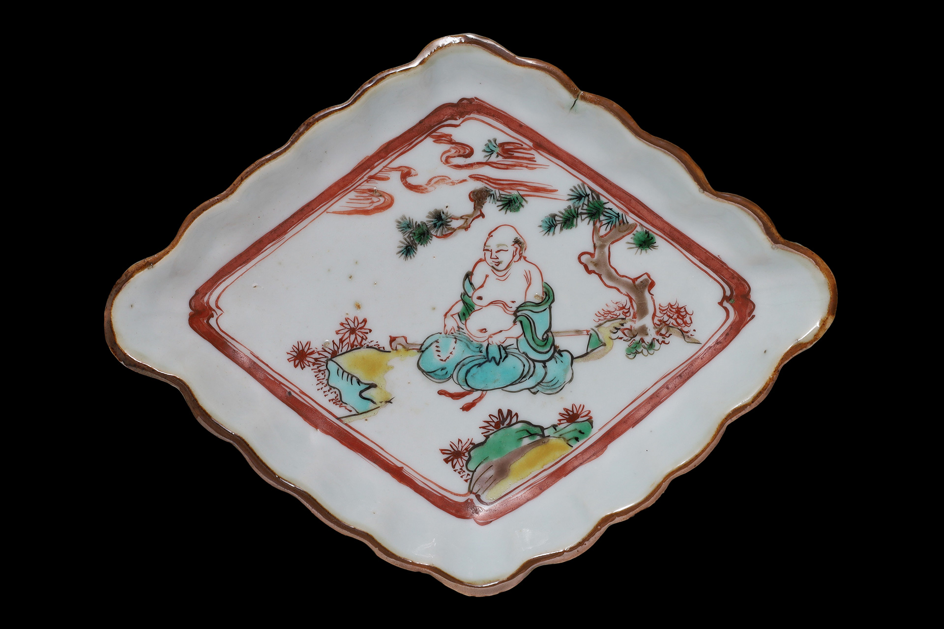 五】南京十錦手皿4客 w172-3 中国古い小皿 清朝 新渡