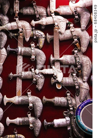 オマーンのお土産半月刀（ハンジャル） Khanjar in Omanの写真素材